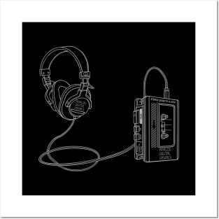 Portable Tape Player (Gray Lines) Analog / Music Posters and Art